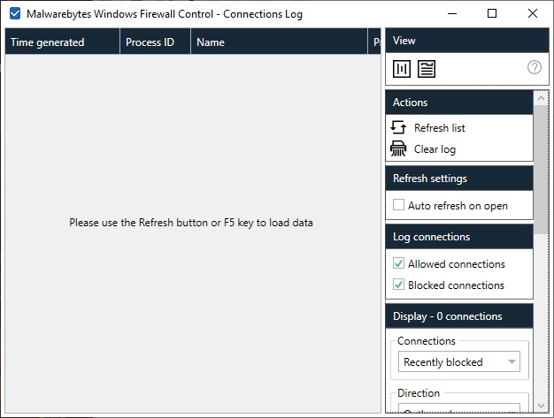 Windows Firewall Control 6.1 : Connections Log