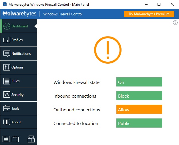 Windows Firewall Control 6.4 : Main Interface
