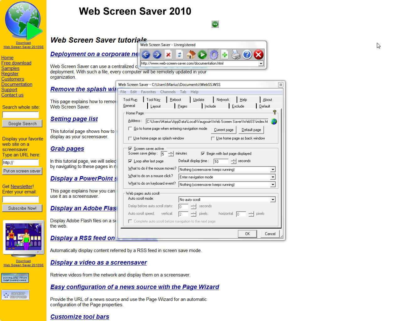 Web Screen Saver 5.6 : Main window
