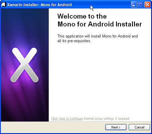 Xamarin Mono for Android Installer 3.0 : Main View