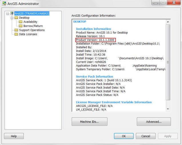 ArcGIS 10.1 SP1 for (Desktop, Engine, Server) Quality Improvement Patch 10.1 : Main window