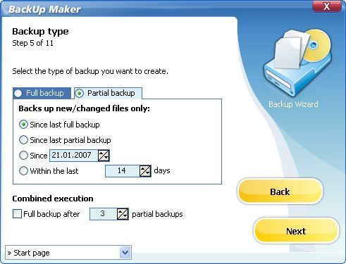 BackUp Maker 5.5 : Backup type