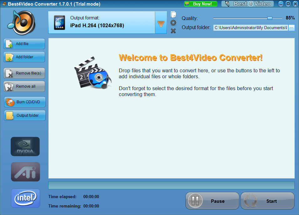 Best4Video Converter 1.7 : Main window.