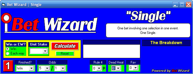 Bet Wizard 3.0 : Main window