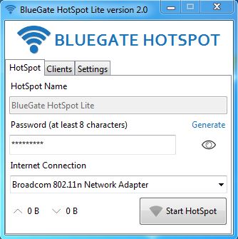 BlueGate HotSpot Lite 2.0 : Main window