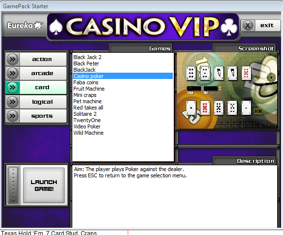 Casino VIP 1.0 : Main menu