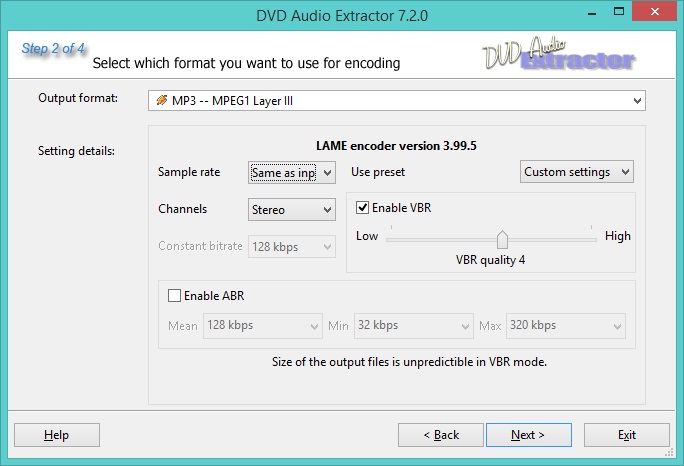 DVD Audio Extractor 7.2 : Audio Conversion Settings