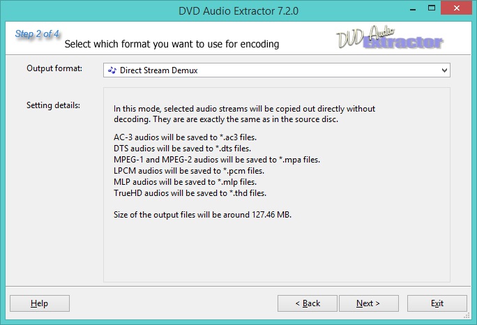 DVD Audio Extractor 7.2 : Direct Stream Demux