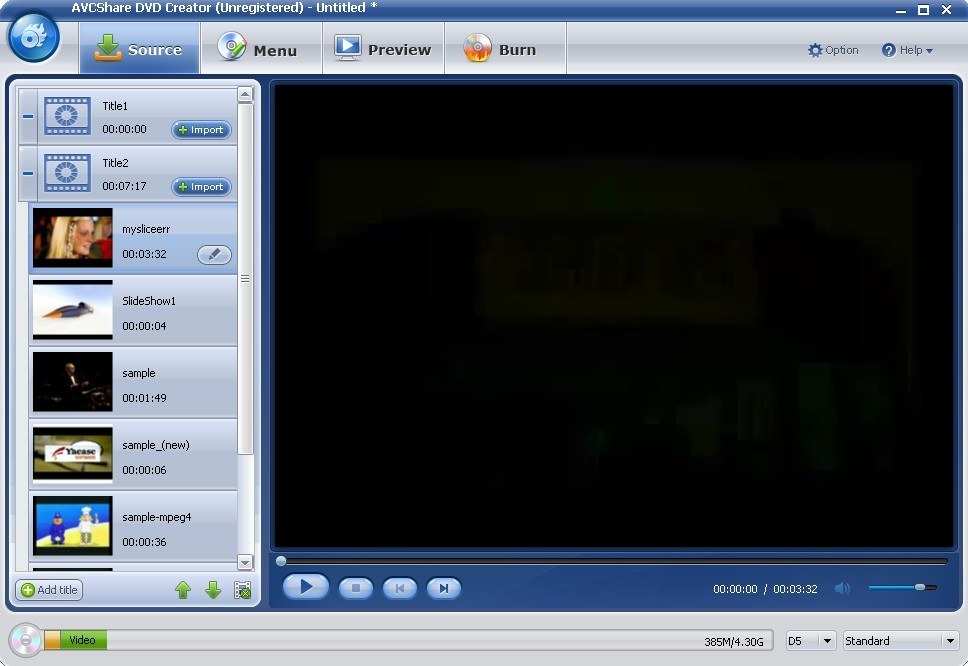 DVD Creator Pro 2.6 : Main window