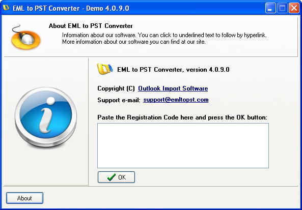EML to PST Converter 4.0 : Main window