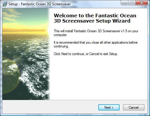 Fantastic Ocean 3D Screensaver : Installation