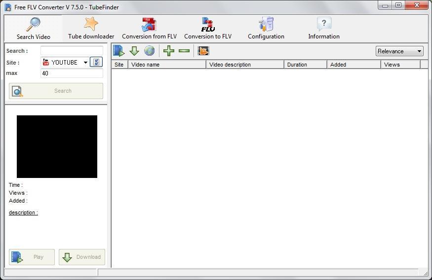 Free FLV Converter : Main Screen