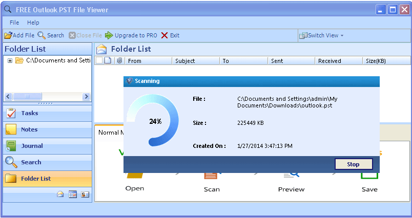 FREE Outlook PST File Viewer 2.0 : PST File Application Screenshot 3