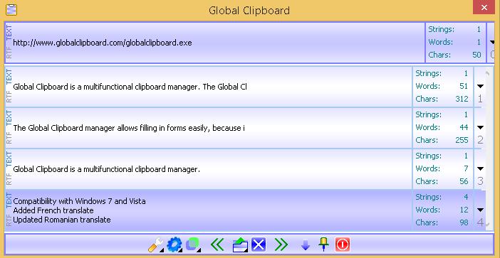 Global Clipboard 2.3 : Main window