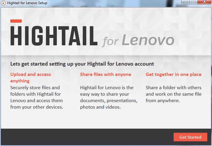 Hightail for Lenovo 2.4 : Main window