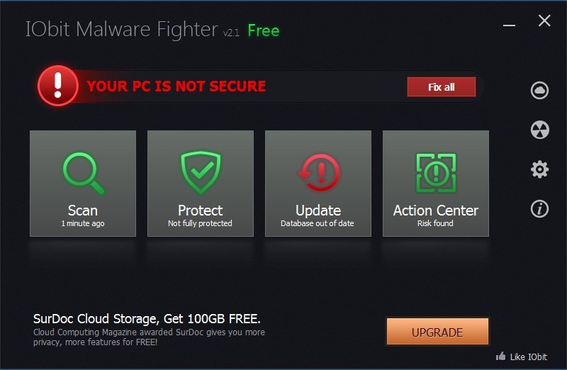 IObit Malware Fighter 2.1 : Main Window