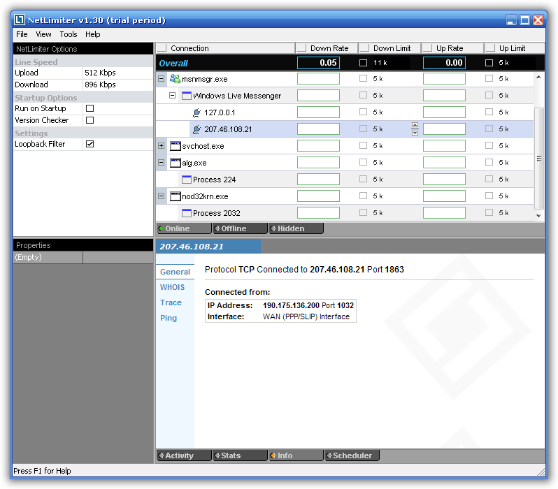 NetLimiter 1.3 : Connection information