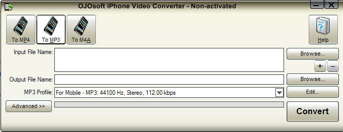 OJOsoft iPhone Video Converter 2.1 : To Mp3 options