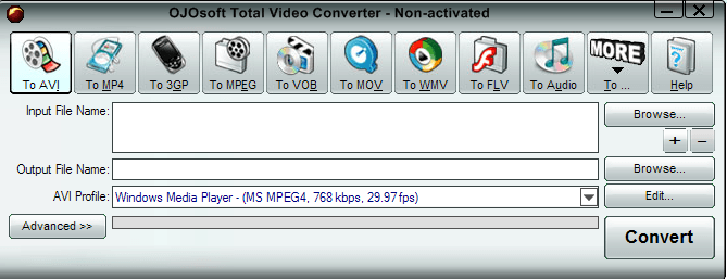 OJOsoft Total Video Converter 2.2 : Main window