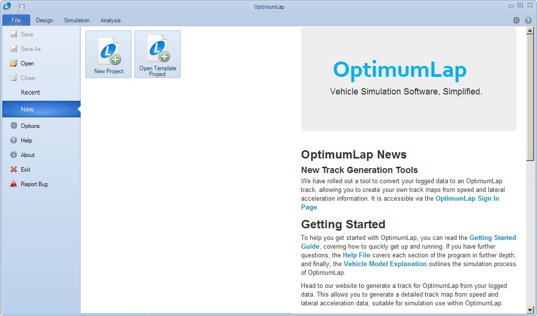 OptimumLap 1.3 : Main Window