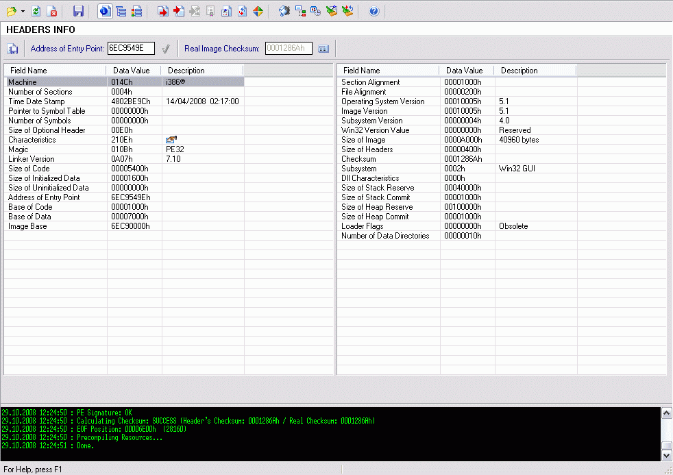 PE Explorer 1.9 : Main window