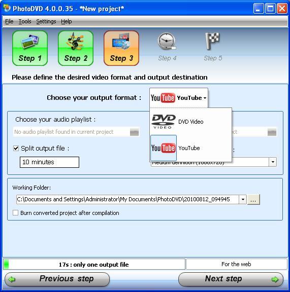 PhotoDVD 4.0 : YouTube and DVD video outputs