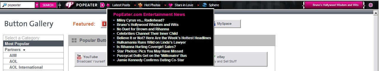 PopEater Toolbar 5.2 : Latest Entertainment News