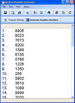 SL Random Number Generator 1.0 : Main window