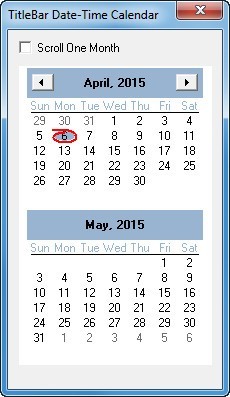 Titlbar Date-Time 2.0 : Calendar Window