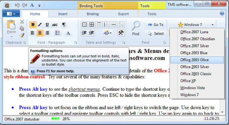 TMS Advanced Toolbars & Menus 5.0 : Main window