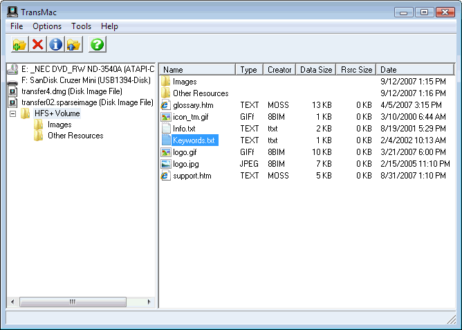 TransMac 11.3 : Main window