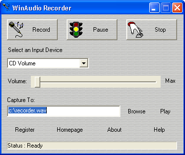 WinAudio Recorder 2.2 : Main Window