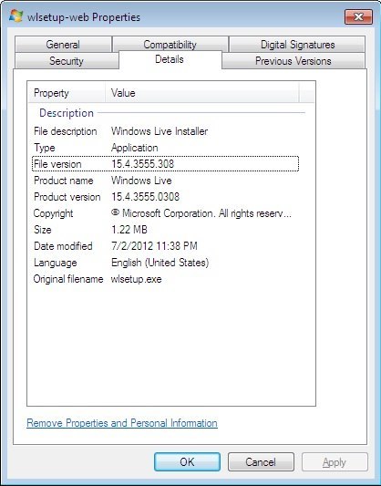Windows Live : Windows Live Installer Properties