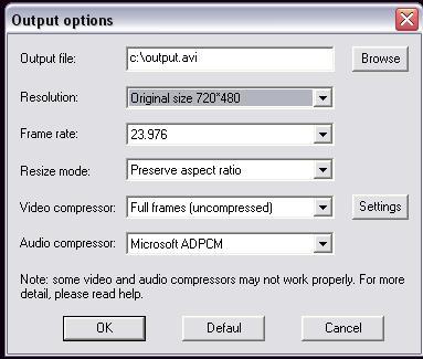 WMV TO AVI CONVERTER 3.1 : Output Options