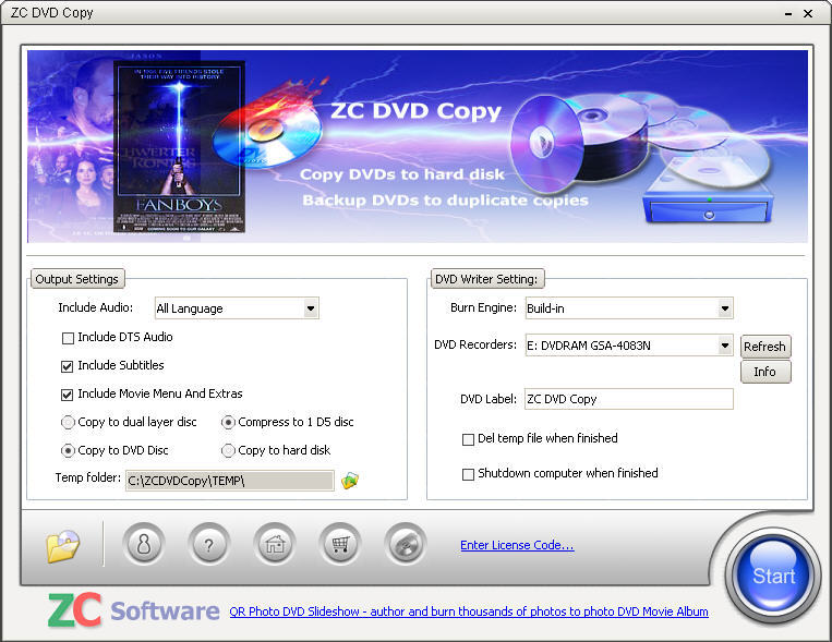 ZC DVD Copy : Main Window