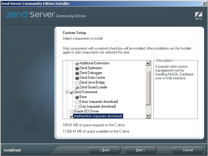 Zend Server 6.3 : Install Window
