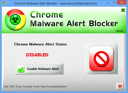 Chrome Malware Alert Blocker 1.0 : Main Window
