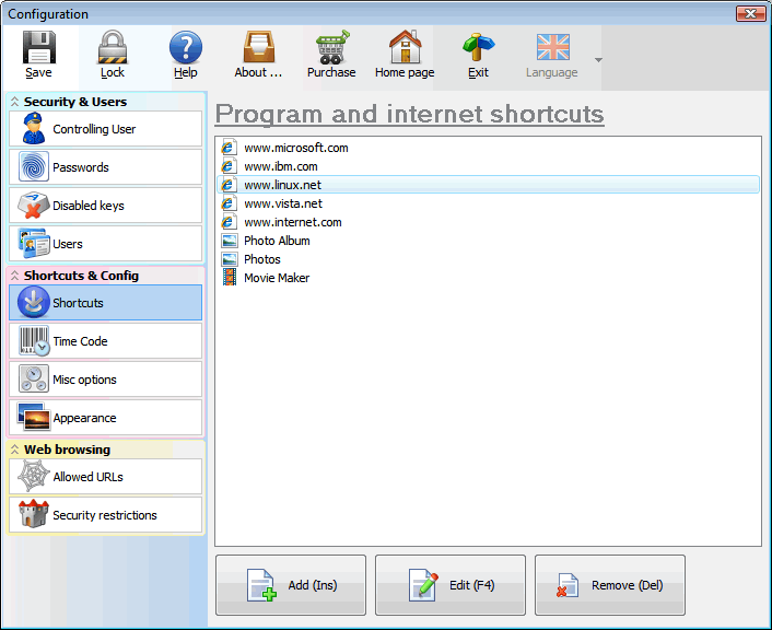 Internet Kiosk Pro 5.5 : Main Window