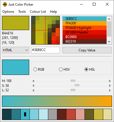 Just Color Picker 5.5 : Main Window