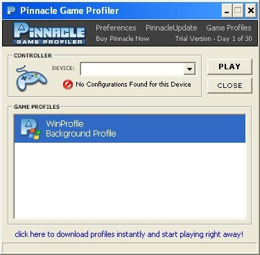 Pinnacle Game Profiler 6.4 : Main Window