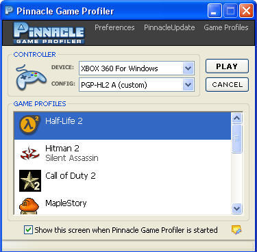 Pinnacle Game Profiler 6.7 : Main window