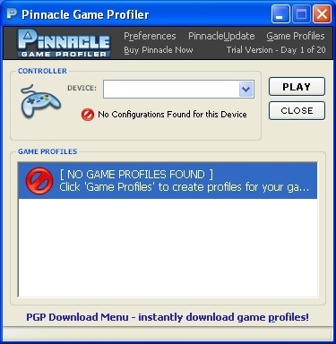 Pinnacle Game Profiler 7.1 : Main window