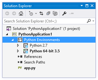 Python Tools for Visual Studio 2.2 : Solution Explorer