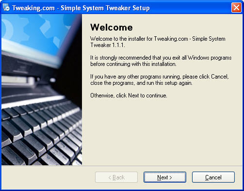 Simple System Tweaker 1.1 : Main window
