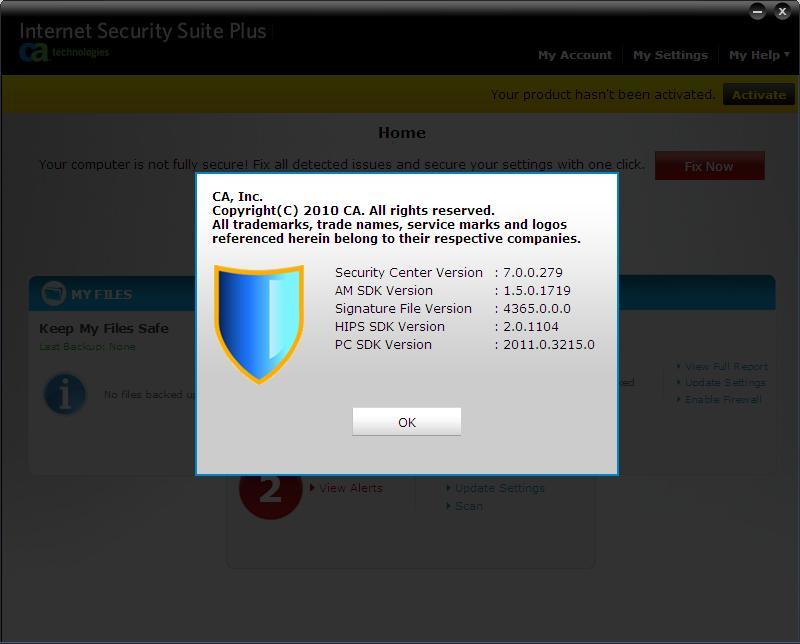 Total Defense Internet Security Suite 7.0 : About Window