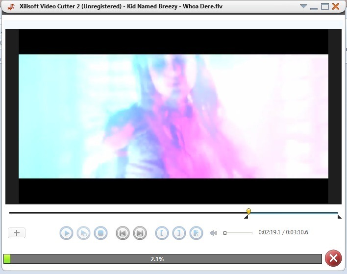 Xilisoft Video Cutter 2.2 : Cutting/Conversion in Progress