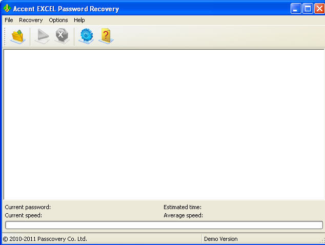 Accent EXCEL Password Recovery 6.1 : Main window