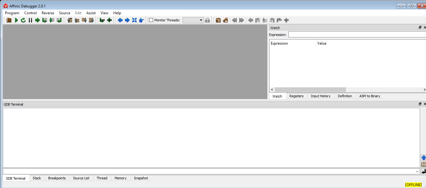 Affinic Debugger GUI 2.0 : Main Window