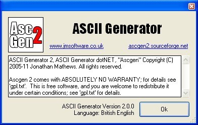 ASCII Generator 2.0 : About