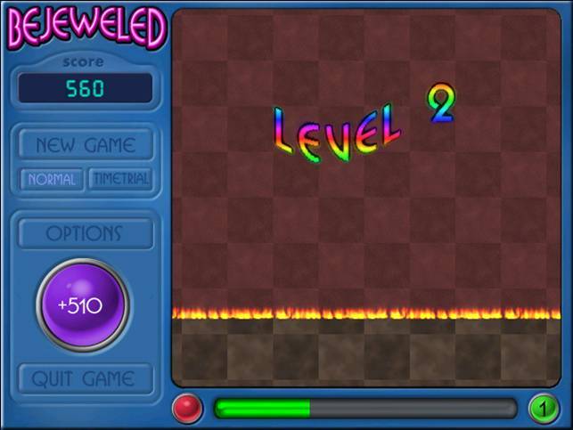 Bejeweled 1.8 : Passing the level